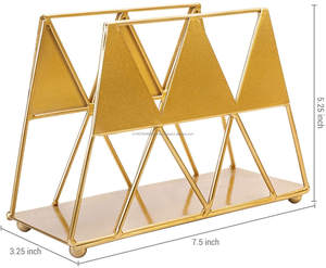 Gold-Coated Triangular Texture Napkin Stand Indian Handcrafted New Style <b>Wedding</b> Decorative <b>Tissues</b> Holder Home Kitchen Metal - Product Image 3