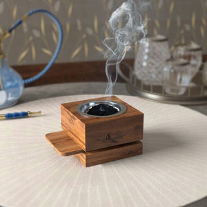Brûleur à Bakhoor en Bois Créatif, Support d'Encens Oud Arabe Moderne Superposé avec Coupe Métallique Amovible, Vente en Gros pour Utilisation d'Encens - Product Image 1