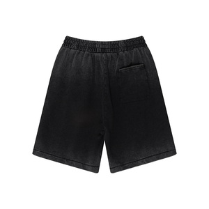Shorts de sport décontractés pour hommes, taille mi-haute, écologiques, délavés, coupe large, style simple, avec cordon de serrage - Product Image 4
