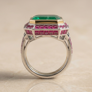 Green <b>Emerald</b> Ruby Bezel Set 925 Sterling <b>Silver</b> Gemstone <b>Ring</b> Handmade Unisex Wedding Anniversary Jewelry - Product Image 3