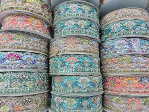 Garment Accessories Colored Ethnic Clothes Material Sewing GUIPURE Lace Trims Metallic Upholstery <b>Webbing</b> Ribbon Lace Embroidery - Product Image 4