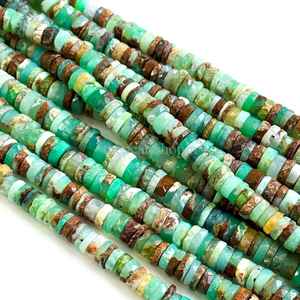 ลูกปัดเฮชิทรงเหลี่ยมคริสโซเพรสธรรมชาติขนาด 5-6 มม. ลูกปัดเฮชิทรงยางรถยนต์จากพลอยคริสโซเพรสสีเขียวสำหรับทำเครื่องประดับ ความยาว 16 นิ้ว - Product Image 4