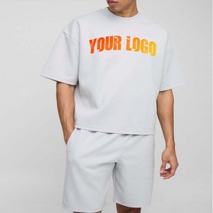 Conjunto de Pantalones Cortos y Camiseta Personalizables para Hombre, Verano, Casual, Transpirable, Estampado, Color Sólido, Corte Regular, Peso Medio - Product Image 3