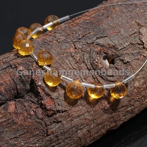 Briollettes en forme d'oignon facettées en quartz citrine hydro, briollettes en quartz citrine de qualité supérieure, perles faites à la main, perles en gros - Product Image 3