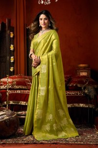 Premium All-Over Floral Weaving Banarasi <b>Tissue</b> Silk Sarees Ethnically Designed Ethnic Bandanas for <b>Wedding</b> Collections - Product Image 2