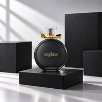 Flacon de parfum de luxe avec couvercle nœud papillon, flacon de parfum rond de 100 ml, flacon de parfum vide, impression de logo sur écran