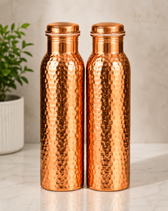 Botella de Agua de Cobre Puro con Esmalte Azul Premium, Diseño de Mosaico Martillado a Mano, Botella Ayurvédica de Cobre para Beber, a Prueba de Fugas - Product Image 6