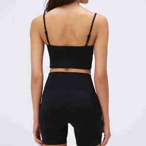 Ensemble de yoga : débardeur et short évasé, motif uni, contrôle du ventre, extensible, pour la gym et le fitness, avec pantalon de yoga à taille repliable - Product Image 6