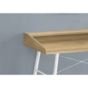 Bureau d'ordinateur contemporain moderne de 48 po de long pour le bureau à domicile avec étagères de rangement en métal blanc et poste de travail en stratifié naturel - Product Image 3