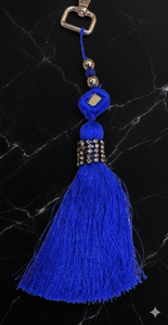 Blue Rayon <b>Tassel</b> With Beaded Top And Metal Clasp <b>For</b> Decorative Use - Product Image 5
