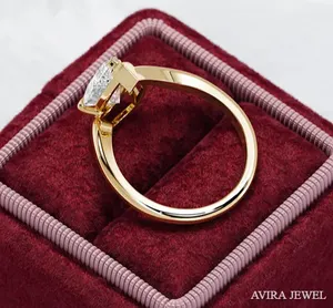 Anillo de Compromiso con Diamante Cultivado en Laboratorio de Primera Calidad, Corte Pera, 1 CT, EF VVS VS, Oro Sólido de 10k/14k/18k, Joyería Nupcial para Mujer - Product Image 2