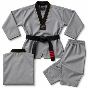 Uniforme de Taekwondo de Alta Calidad, Dobok con Cuello en V, Poliéster y Algodón, Ligero, Transpirable, Duradero, de Secado Rápido, Traje de Entrenamiento para Niños - Product Image 6
