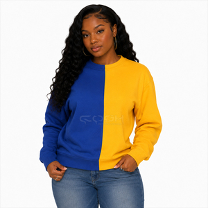 Sudadera Cosh International Sorority Sisterhood con Bloques de Color, Cuello Redondo, Manga Larga, Azul y Amarillo, Tejida en Algodón, para Otoño - Product Image 3