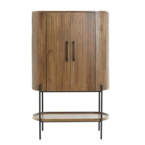 Mueble de Salón Moderno de Madera Maciza Ecológica con Puertas de Tablero, Patas Metálicas, 2 Compartimentos y Gran Capacidad de Almacenamiento - Product Image 4