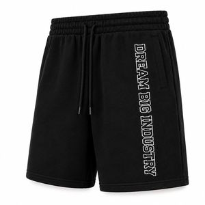 Shorts de survêtement noirs personnalisés pour hommes, imprimé vertical, en molleton de coton, style athlétique streetwear décontracté, vente en gros OEM ODM - Product Image 5