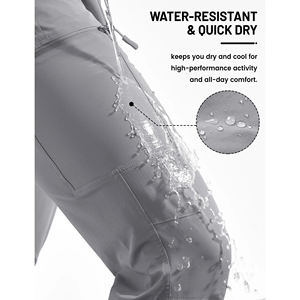 Pantalon de randonnée à taille élastique, résistant à l'eau, séchage rapide, léger, avec poches zippées, pour le sport et la randonnée - Product Image 4