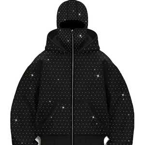 Cagoule d'hiver épaisse de haute qualité avec strass, design uni, double couche polyester/coton, écologique, logo personnalisé - Product Image 6
