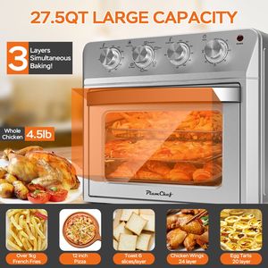 Four à convection de comptoir 6-en-1 de 27,5 QT avec porte basculante, pour 6 tranches, idéal pour griller, cuire, rôtir et frire à l'air - Product Image 1