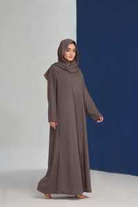 High Quality Modest Solid Color Floor Length V Neck Stretchy Sleeved Georgette <b>Chiffon</b> Nida Fabric <b>Plus</b> <b>Size</b> Lightweight Eid - Product Image 4
