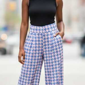 Pantalones Anchos de Mujer con Estampado de Pata de Gallo, Cintura Alta, Estilo Palazzo, Casuales y Elegantes - Product Image 5