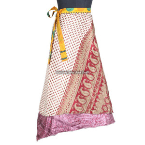 New Manufacturer of Indian Sari Silk <b>Wrap</b> <b>Skirt</b> Rajasthani Silk <b>Wrap</b> Indian Printed Long Sarong <b>Around</b> Boho All Season <b>Wrap</b> - Product Image 5