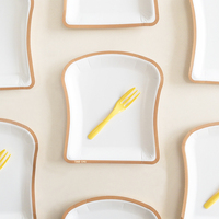 Assiettes jetables en forme de toast pour desserts, dîners, anniversaires, mariages, fêtes, cuillères, certifiées HACCP, qualité alimentaire, design personnalisé imprimé