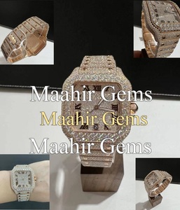 Reloj de Diamantes Moissanite de Acero Inoxidable de Primera Calidad, Totalmente Cubierto de Diamantes, de Lujo para Hombre y Mujer, Disponible para Exportación - Product Image 1