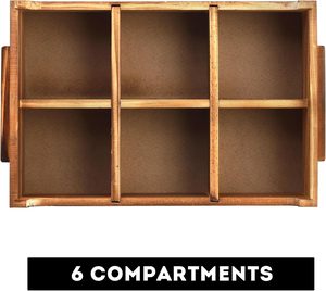 Plateau de rangement en bois pour thé, organiseur en bambou avec compartiments, présentoir de comptoir pour sachets de thé dans la cuisine ou le café - Product Image 6