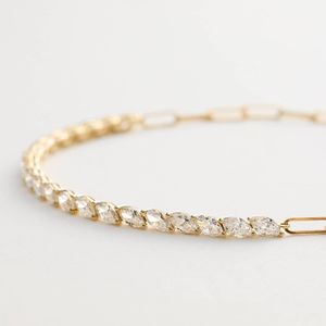 Women's Luxury Mini Half Tennis <b>Bracelet</b> with 2 CTW Marquise Cut Filled Lab-Grown Diamonds in White Gold - Product Image 6