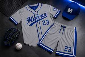 Malvan <b>Baseball</b> Uniform Set Gray Blue 23 Adults Unisex Jersey Shorts Cap <b>Glove</b> Breathable Polyester Team Sportswear - Product Image 4