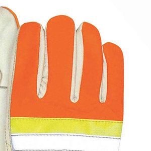 Reinforced Hi Vis Leather Workwear <b>Gloves</b> with Safety Cuff Comfortable Reflective Design for Industrial Use <b>Drivers</b> & Gardeners - Product Image 3