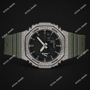 Reloj de Lujo con Diamantes Incrustados, Esfera Verde, Brazalete de Acero Inoxidable, Elegante Reloj de Vestir, Accesorio de Moda Premium para la Muñeca - Product Image 2