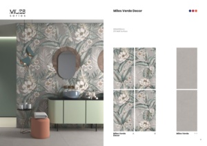 Carreaux muraux intérieurs en porcelaine 600x1200mm, motif floral tropical satiné, avec décor olive syrien, surface satinée DG complète - Product Image 4