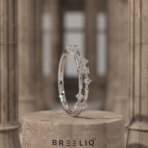 Anillo de Compromiso Apilable de Oro Sólido de 14K con Diamantes Cultivados en Laboratorio, Anillo de Clúster Moderno y Minimalista, Joyería Fina, Anillo de Bodas para Mujer - Product Image 1