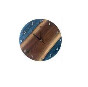 Horloge murale élégante en bois et résine époxy, idéale pour offrir, décoration intérieure, artisanale, finition lisse et arrondie, pour restaurant, hôtel - Product Image 2