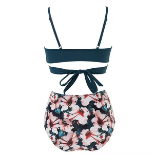 Ensemble bikini 2 pièces tendance à coupe haute et imprimé, col rond, pour femme, confortable, de haute qualité, vêtements de plage, ensemble bikini en spandex/nylon - Product Image 3