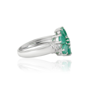 Stunning 100% Natural <b>Emerald</b> Gemstone Flower Design 925 Sterling <b>Silver</b> May Birthstone Fine <b>Ring</b> Jewelry - Product Image 5