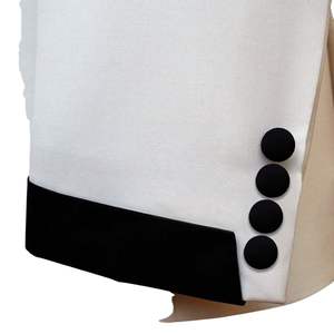 Costume de smoking trois pièces blanc monochrome pour homme, revers châle noir bicolore, blazer pour bal de promo, tenue de soirée, costumes de marié - Product Image 3