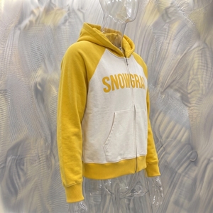 Snowgrace Hooded <b>Zip</b>-<b>Up</b> Sweatshirt 100% Cotton Yellow <b>White</b> Raglan Sleeve Fleece Pocket Design Unisex Oversized Casual Autumn - Product Image 2