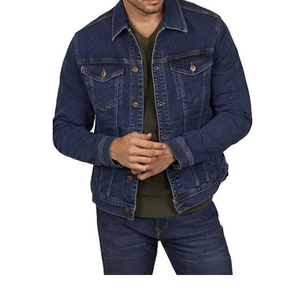 Veste en jean à manches longues slim de haute qualité, design personnalisé, style classique déchiré, veste en jean bleu vintage pour hommes - Product Image 3