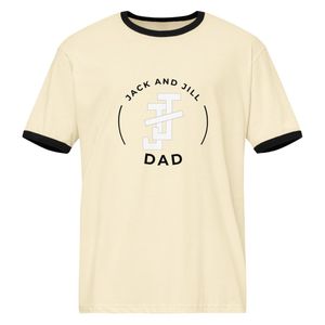 Camiseta Unisex Estilo Ringer para Papá, Color Negro Natural con Ribete en Contraste, Cuello Redondo, Uso Diario Informal, Suave y Cómoda, Estilo Retro - Product Image 1