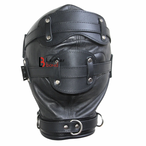 Capucha de Bondage de Cuero Vacuno Genuino Black Sheep para Hombre Adulto, Estilo Anime, Materiales Ecológicos, Color Personalizado - Product Image 1