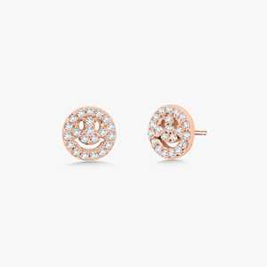 Smiley Face Round Cut Lab Grown Diamond Stud <b>Earring</b> Happy Emoji Minimalist Dainty Everyday 14K 18K Solid Gold Jewelry Wholesale - Product Image 3