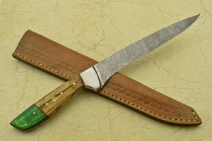 Cuchillo de Filetear de Acero de Damasco Forjado a Mano Personalizado |   Cuchillo de Chef de 12 Pulgadas con Hoja de Acero Integral y Madera de Pakka - Product Image 3