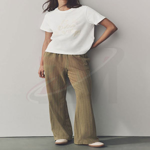 Camiseta Blanca de Cuello Redondo para Mujer, Manga Corta, Bordado con Letras, Informal, 100% Algodón, Primavera Verano - Product Image 5