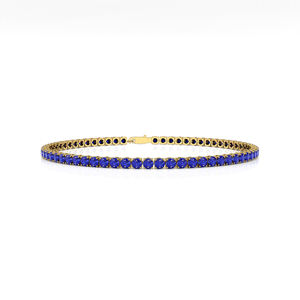 สร้อยข้อมือเทนนิสประดับพลอยไพลินสีน้ำเงินธรรมชาติทรงกลม 14K 18K ทองคำ น้ำหนัก 2.00 กะรัต ดีไซน์หรูหราทันสมัย เหมาะสำหรับงานปาร์ตี้ - Product Image 3