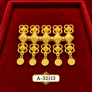 Broche papillon dorée avec pierre en zircon et pompons, bijoux de mariage pour femmes, alliage de zinc plaqué or, MOLL JEWELLERS A-32097 - Product Image 6