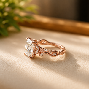 Anillo de Compromiso de Oro Amarillo de 18K con Halo Oculto de Moissanita, Anillo de Boda Elegante con Diamante Radiante, Regalo de Cumpleaños para Ella - Product Image 4