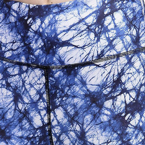 Women 2 Piece Yoga Set High Waist Leggings Racerback Sports <b>Bra</b> Full Length Activewear <b>Blue</b> Abstract Print Breathable Spandex - Product Image 6