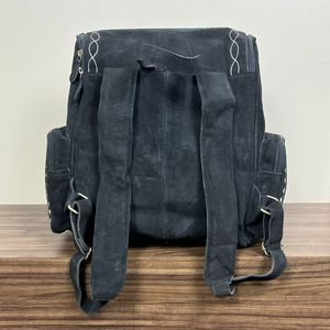 Genuine Leather Boot Stitch Suede Leather Diaper Backpack Multi Functional <b>Laptop</b> Compartment Side Pocket Men & <b>Women</b> Backpacks - Product Image 5